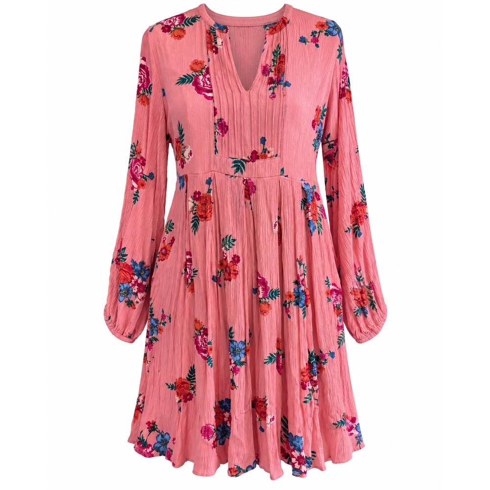 Matilda Jane Floral Dress S Dusty Rose Pintuck Boho Cottagecore Pockets